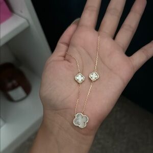 Gold and White Floral Necklace Set
